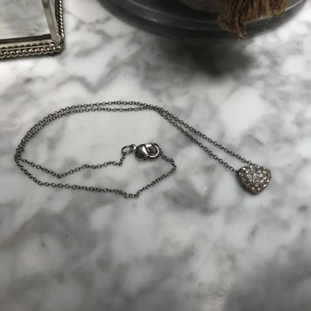 Silver Rhinestone Heart Necklace